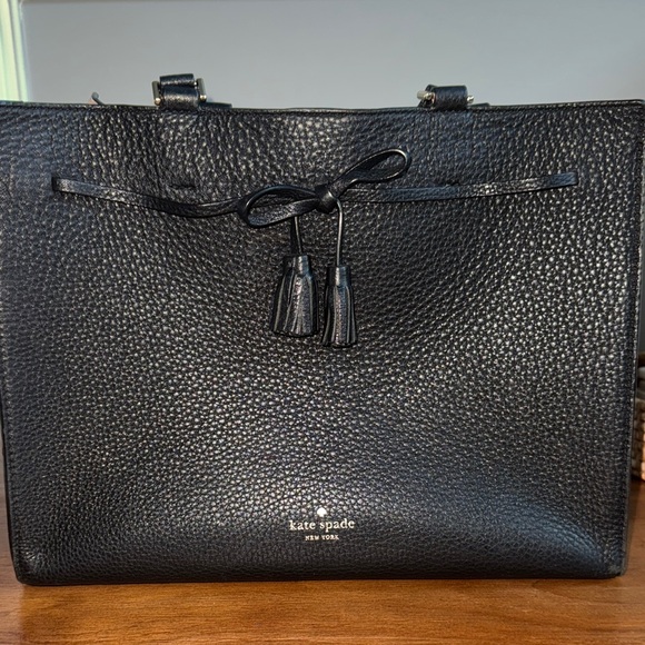 kate spade Handbags - Kate Spade NY Black Pebbles Leather Satchel Shoulder Crossbody Bag Tassel Bow